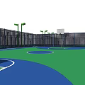 Outdoor Lights for Basketball Court with Fence and Night Illumination Setup