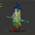 Young Witch In Colorful Cloak Holding Purple Broom With Orange Sprites And Green Glow