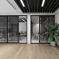 Modern Office Interior Design With Sofa Black Chairs World Map Wall And Glass Partitions