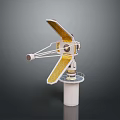 Advanced Scientific Equipment with Yellow Solar Panels Rotating Structure and White Base