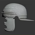 Silver Metal Helmet Sculpture With Smooth Surface And Symmetric Design
