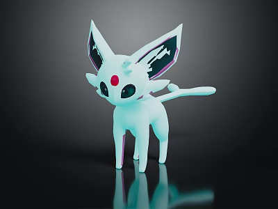 Blue Fantasy Creature Character With Large Ears Red Eyes And Glowing Body 3d model