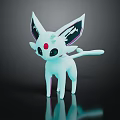 Blue Fantasy Creature Character With Large Ears Red Eyes And Glowing Body