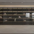 Modern Bookcase with Glass Doors Layered Shelves Built-in Lighting and Displayed Books and Decor Items