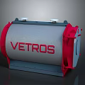 VETROS Industrial Equipment With Gray Cylindrical Body Red Accents And Top White Covers
