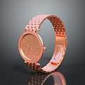 Luxury Rose Gold Watch Featuring Chain Strap Diamond Accents And Elegant Design