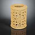 Elegant Handcrafted Gold Cylindrical Bracelet with Intricate Filigree Pattern Jewelry Design