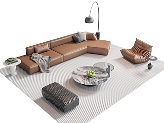 Modern Italian Sofa Coffee Table Combination Pier Lounge Chair Floor Lamp 3d model