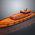 Classic Wooden Boat With Deck Lifebuoys And Reflective Hull Design Details