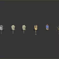 Cartoon Game And Movie Character Figurines With Various Designs Arranged On Dark Gradient Background
