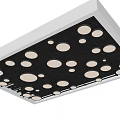 Contemporary Ceiling Design With Round Recessed Lights Black Panel And White Frame 3d model