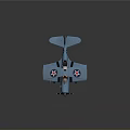 Detailed Blue Vintage Airplane Model Featuring Star Emblem Propeller And Wings