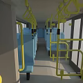 Beige And Black Double Decker Bus With Upper Lower Seats And Windows 3d model