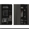 Modern Wardrobe Design With Glass Doors Hanging Rods And Storage Shelves
