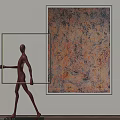 Vibrant Abstract Painting With Red Sculpture And Frame In Modern Interior