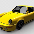 Yellow Porsche Style Sports Car With Yellow Body Black Wheels And Rear Spoiler