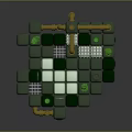 3D Maze Structure With Green Blocks Yellow Pipes Small Trees And White Grid