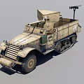 Military Tracked Armored Vehicle Mounted Machine Gun With Vintage Sand Colored Exterior