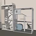 White Cat Storage Cabinet With Bed Scratching Post Toys And Paw Design
