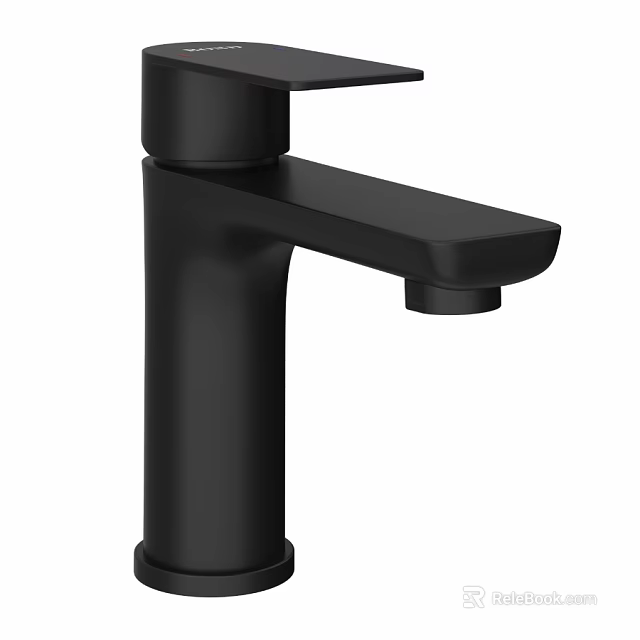 Modern Black Bathroom Faucet with Sleek Single Handle Design 3d model 