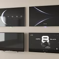 Modern TV Displays Mounted On Wall With Different Screen Content 3d model