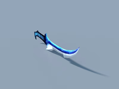 Blue and white scimitar with curved blade blue decorated hilt and decorative design 3d model