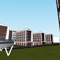 Modern Urban Residential Community With High Rise Buildings Green Space Playground And Waterway