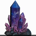 Purple Crystal Cluster With Sharp Edges Vibrant Hue And Rock Base 3d model