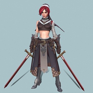 female warrior female warrior female swordsman game character anime character 3d model