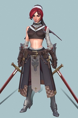 female warrior female warrior female swordsman game character anime character 3d model