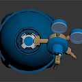 Blue High Pressure Gas Cylinder as Commercial Equipment with Top Valve and Fittings