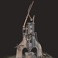Vintage Industrial Mechanical Machine With Rustic Metal Structure And Heavy Duty Frame