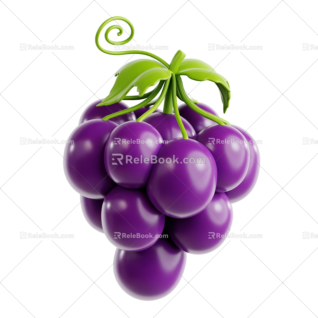 Modern Grape Fruit Fresh Fruit Food Cartoon Fruit 3d model