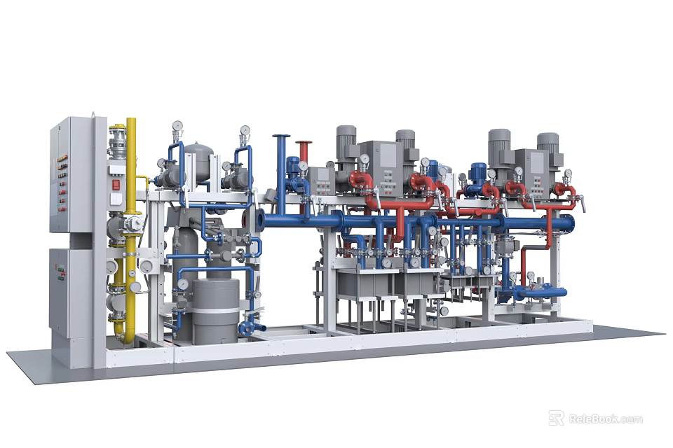 Integrated Industrial Equipment Setup Featuring Reactors Valves Piping And Control System For Chemical Production 3d model 
