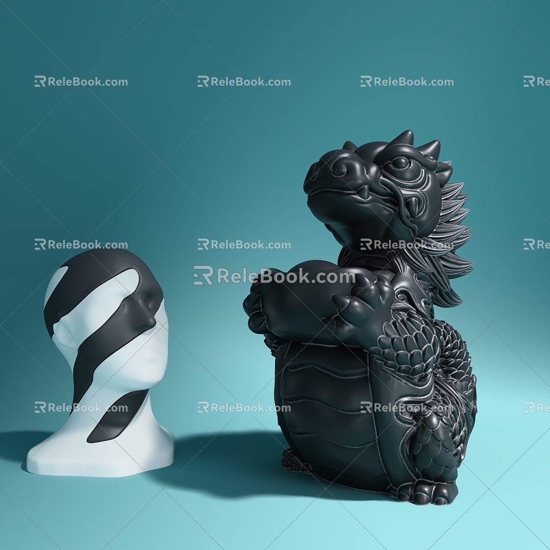 Tea pet wake lion brave figure modern ornaments 3d model