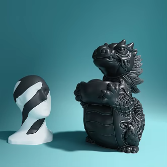 Tea pet wake lion brave figure modern ornaments 3d model