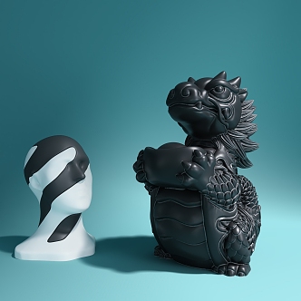 Tea pet wake lion brave figure modern ornaments 3d model