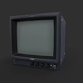 Sony Vintage CRT Television With Dark Body White Screen And Control Buttons