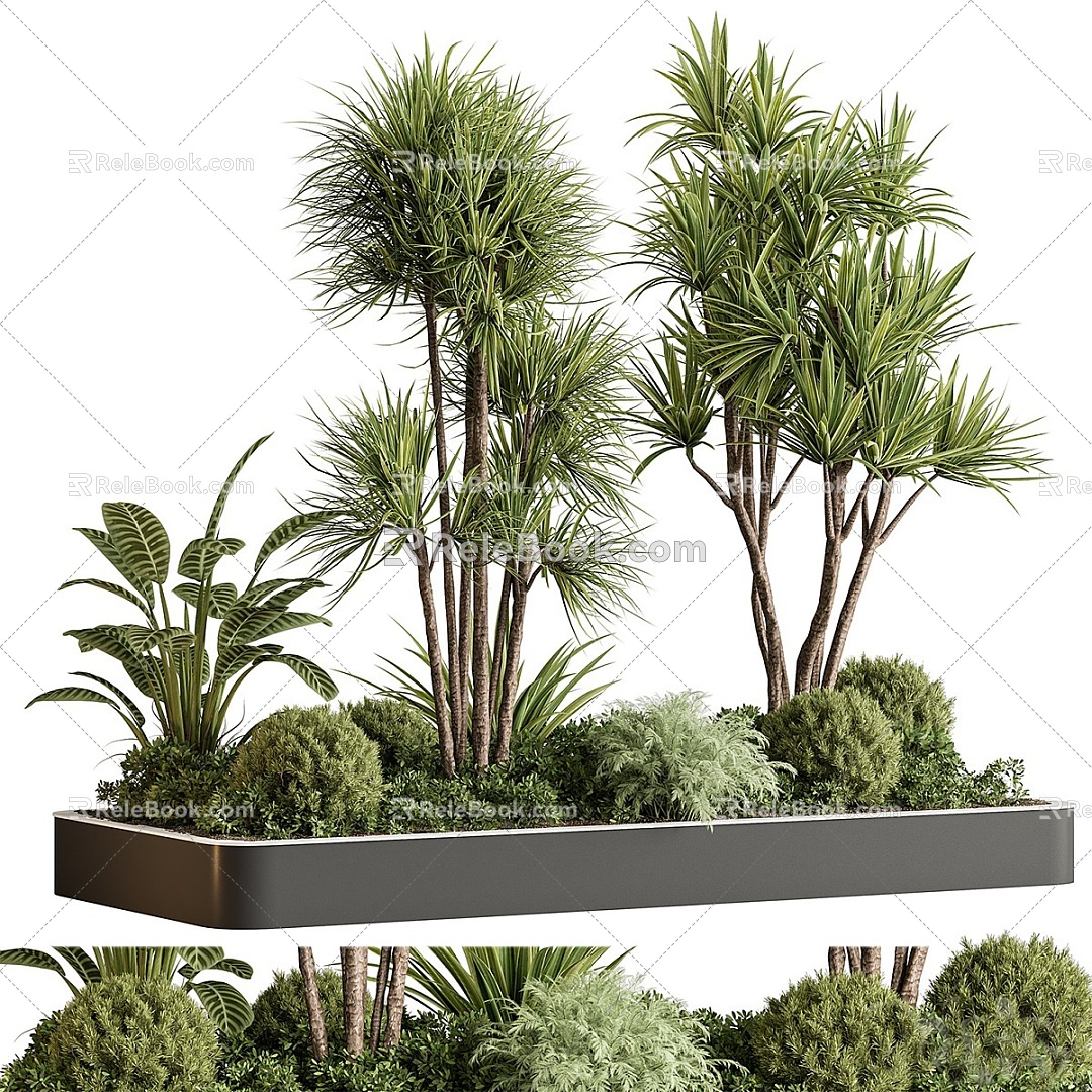 Modern Green Plant Pond Landscape Green Plant 3d model