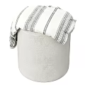 Light Gray Cylindrical Sofa Stool With Black And White Striped Blanket 3d model