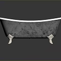 Children Safe Standalone Bathtub with White Interior Black Exterior and Silver Legs