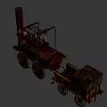 Vintage Steam Train Model With Tall Chimney Metal Wheels And Carriage Section