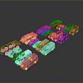 Various Colored Vehicle Models Including Trucks Vans And Cars On