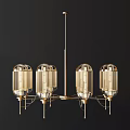 Elegant Modern Chandelier Design With Crystal Globe Shades And Gold Hanging Elements