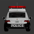 Detailed Miniature Police Car Model With Red Emergency Lights And Black White Color