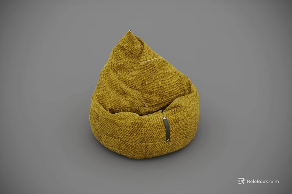 Yellow Knitted Bean Bag Chair For Comfortable Modern Living Room Seating 3d model 