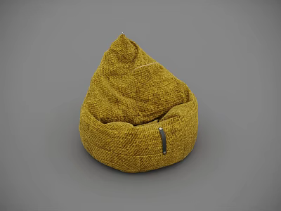Yellow Knitted Bean Bag Chair For Comfortable Modern Living Room Seating 3d model