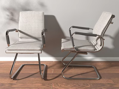 Modern Office Chair with Metal Frame Light Gray Fabric and Armrests Design 3d model