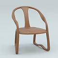Modern Natural Wood Armchair With Curved Armrests And Simple Design