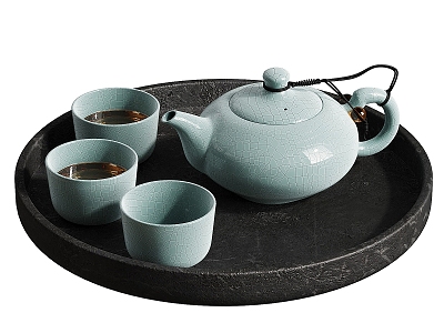 New Chinese Tea Set Ornaments Teapot Tea Zen Tea Set Candle Tea Table Water Cup 3d model